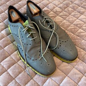 Cole Haan Men's Gray and Yellow Wingtip Oxfords